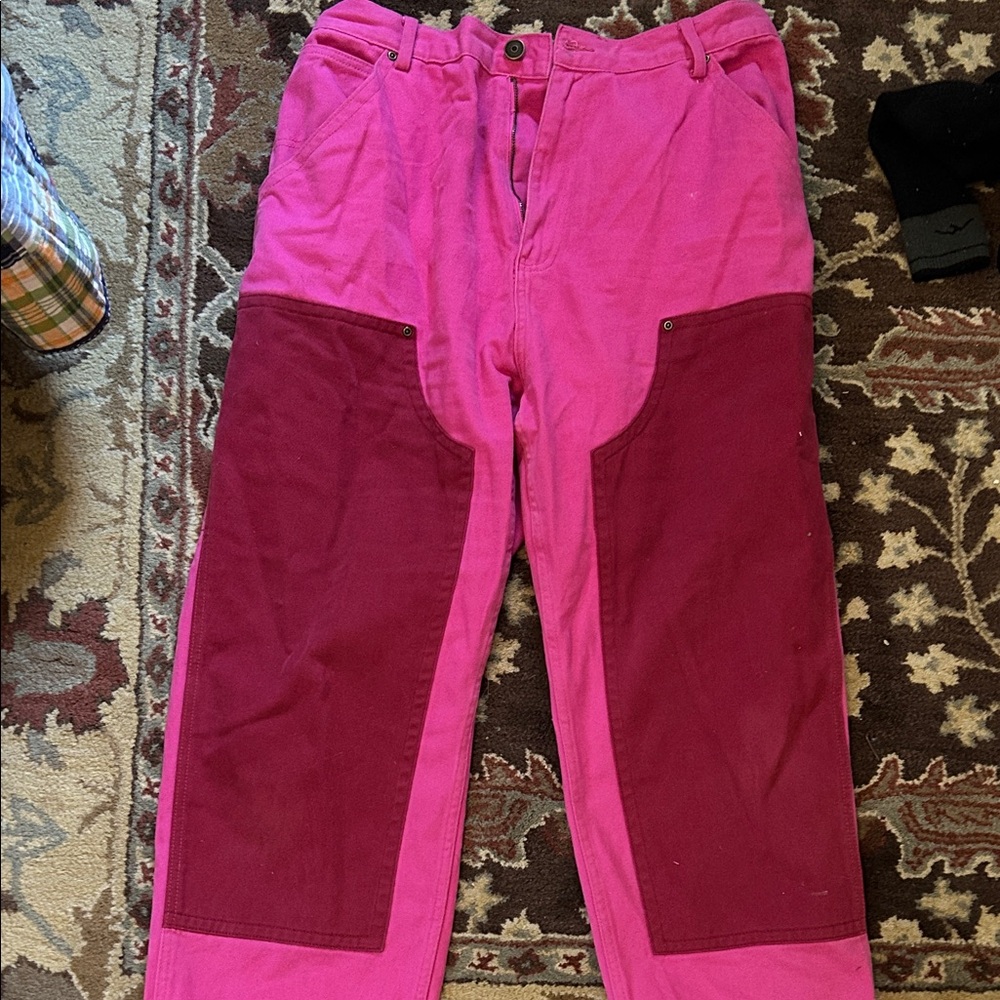 Jerome pink two tone utility double front pants XL 38